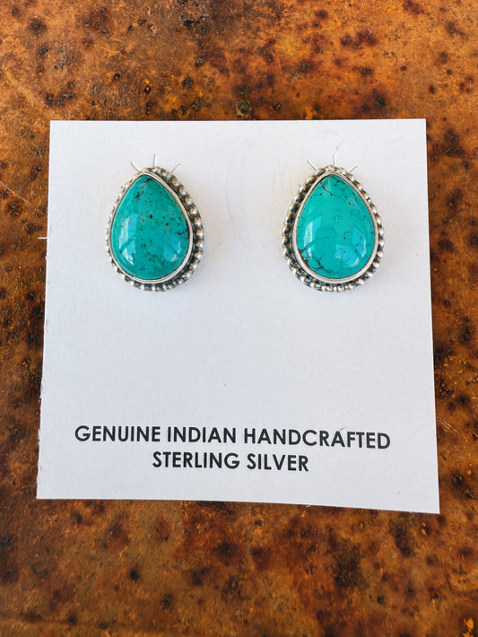 Kingman Turquoise Teardrop Stud Earrings