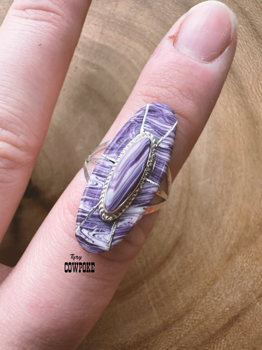 Purple Shell Inlay Size 7 Ring