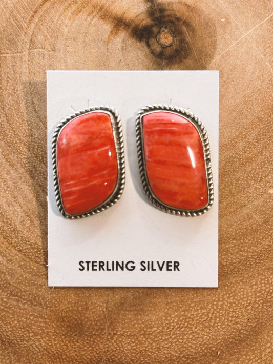 Red Spiny Oyster Stud Earrings