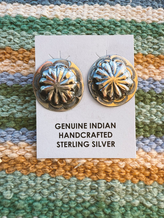 Silver Concho Stud Earrings